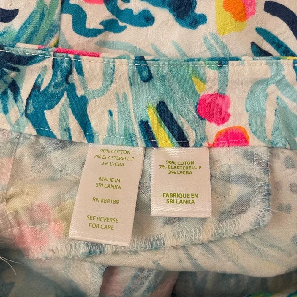 Lilly Pulitzer Kelly skinny ankle pants Serene Blue vibrant abstract print 00 - Image 5