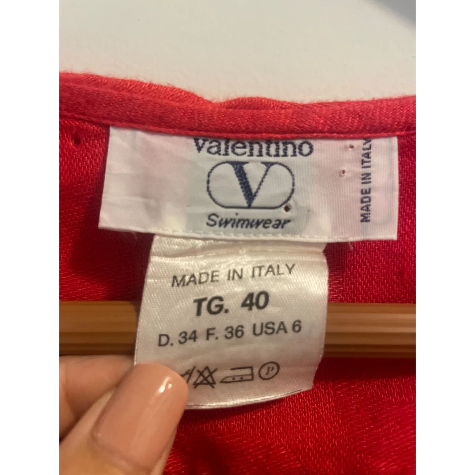 Vintage VALENTINO Swimwear Hooded Cover Up Dress 100% Linen Size 6 Small S Red - Image 4