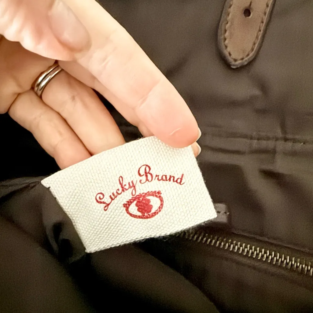 Lucky Brand Cotton Canvas Leather Backpack in Tan Pebble Print - Image 6