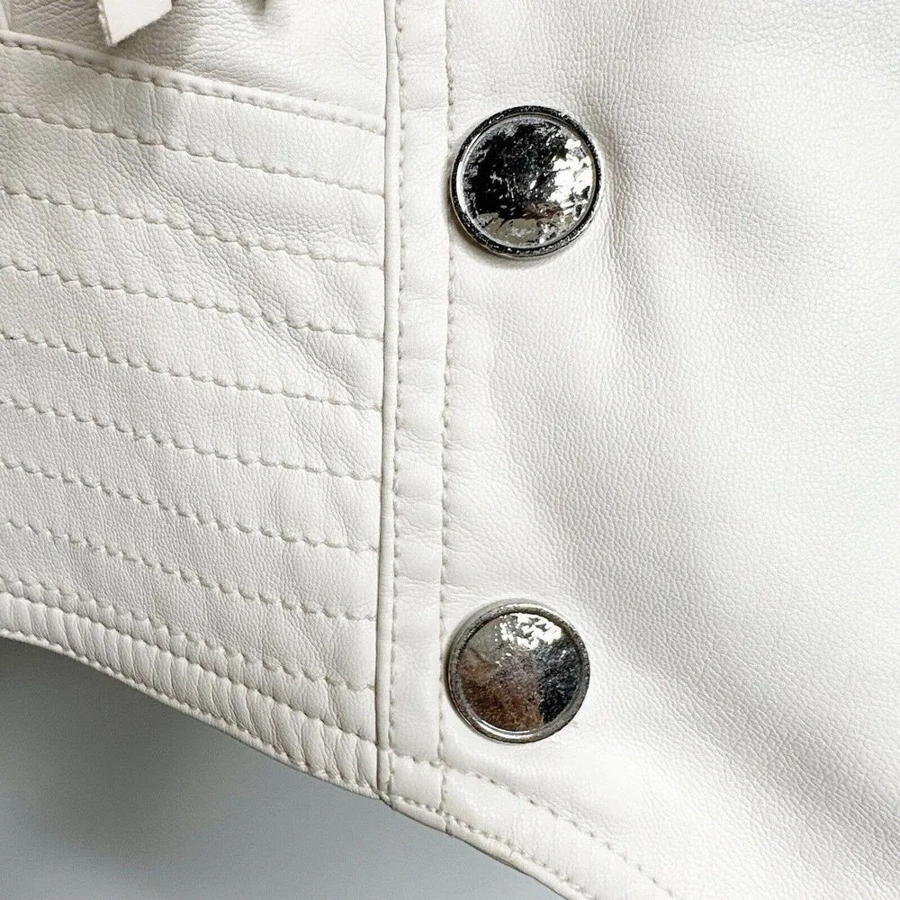 REVOLVE Divine Heritage Fringe Vegan Leather Jacket Coat Women's Cream Size XS - Image 5