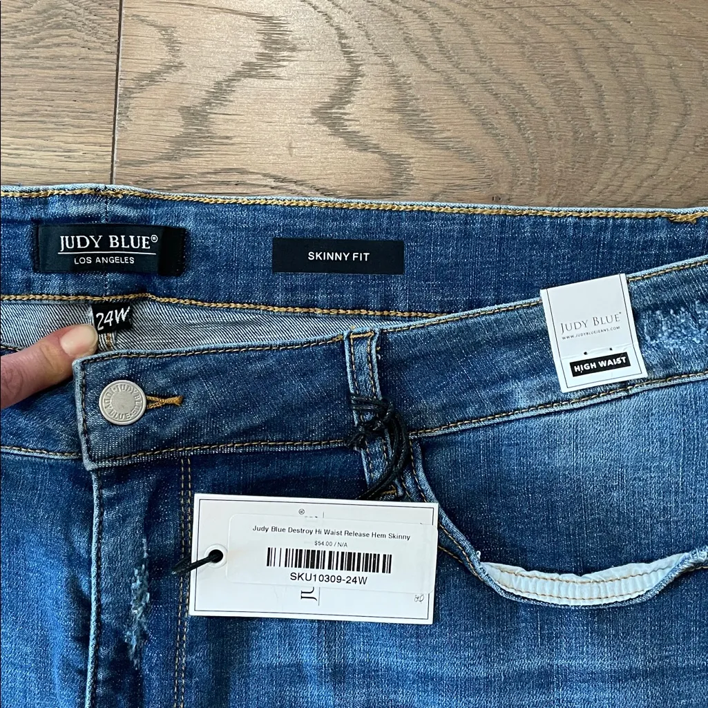 Judy Blue Destroy Hi Waist Release Hem Skinny Jeans Style JB8847 Size 24W NWT - Image 7