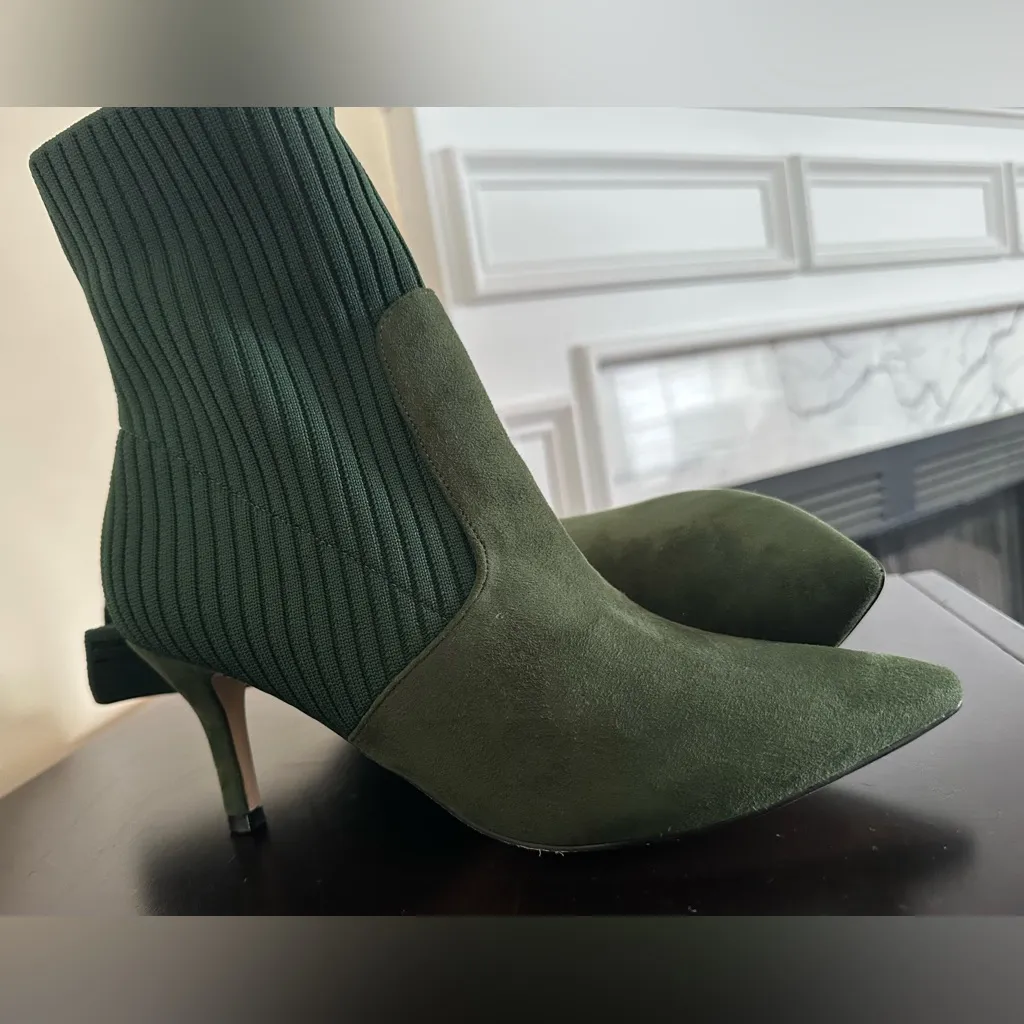 Source Unknown Forest Green Knit Ankle Booties - Image 2