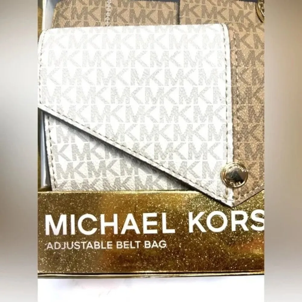 MICHAEL KORS MK Monogram Split Colorblock Envelope Adjustable Belt Bag - Image 3
