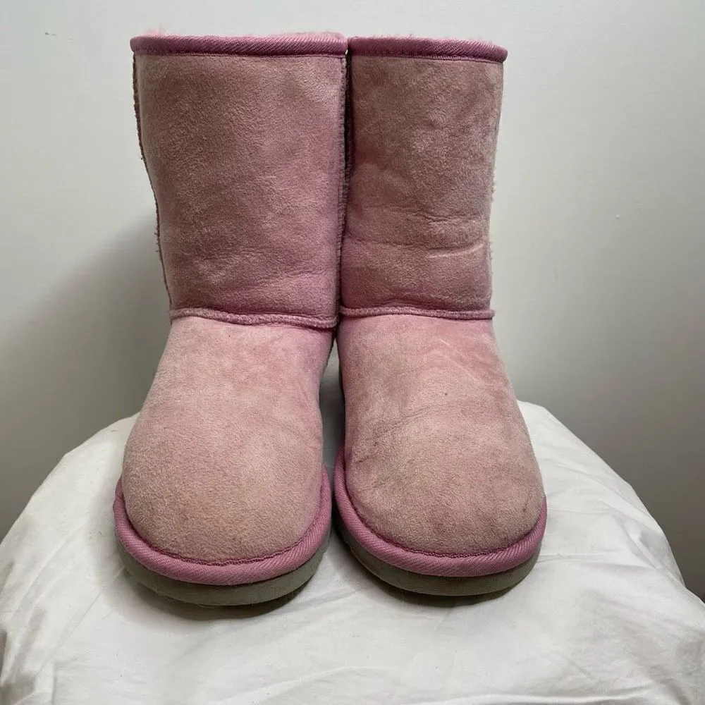 UGG Australia Classic‎ Short 5825 Leather Sheepskin Lined Winter Boots Pink 8 - Image 3