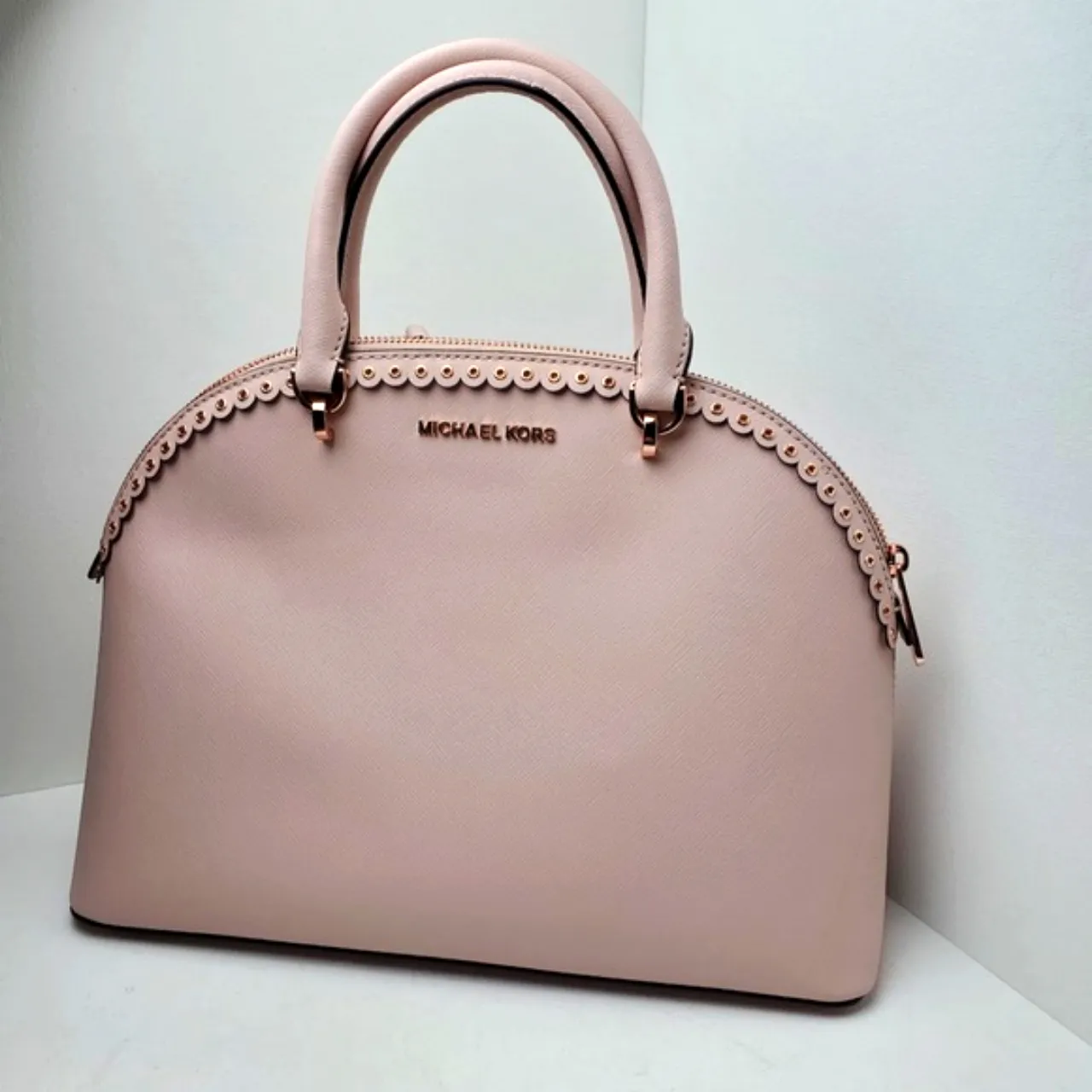 Michael Kors Pink‎ Large Dome Emmy Satchel - Blossom Saffiano/Rose Gold Hardwa… - Image 2
