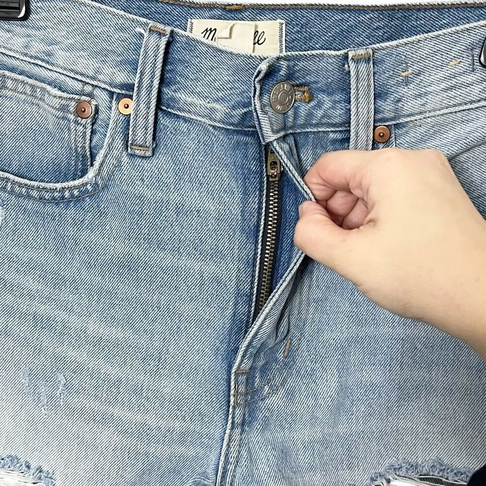 Madewell Relaxed Mid Length Denim Shorts Women’s Size 24 Steenwick Wash Ripped - Image 5