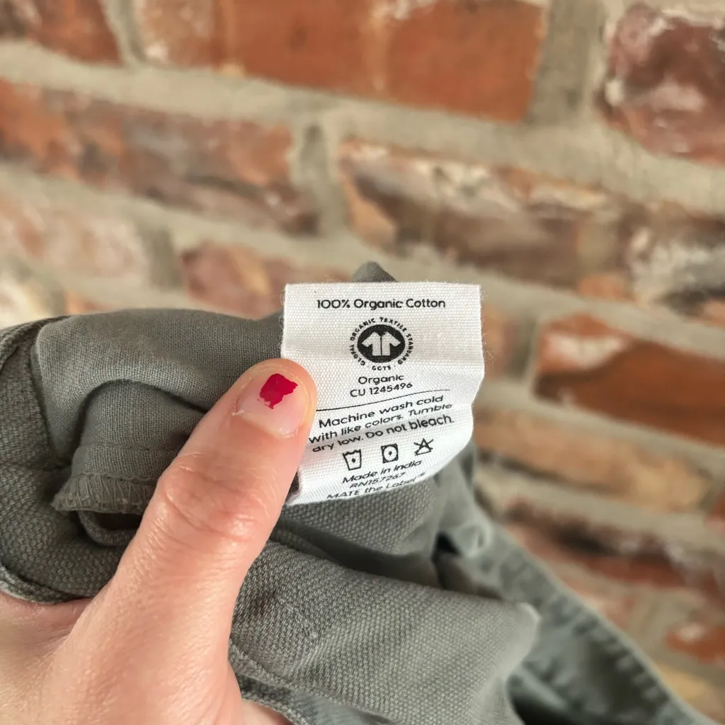 Mate The Label Organic Cotton Green Cargo Utility Pants, M - Image 7