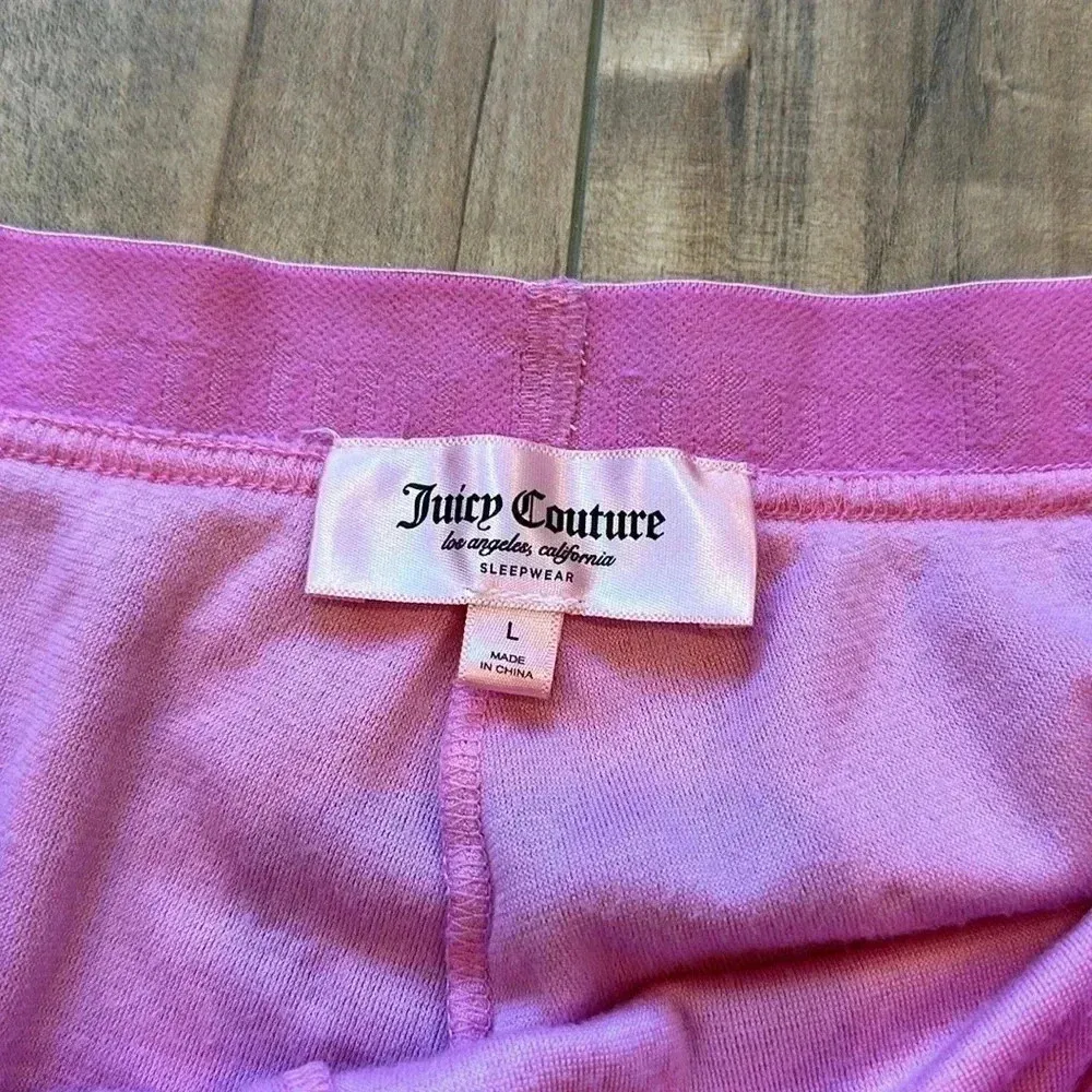 4/$25 Juicy Couture Pink Velour Embellished Lounge Shorts Bling Rhinestones Sz L - Image 4
