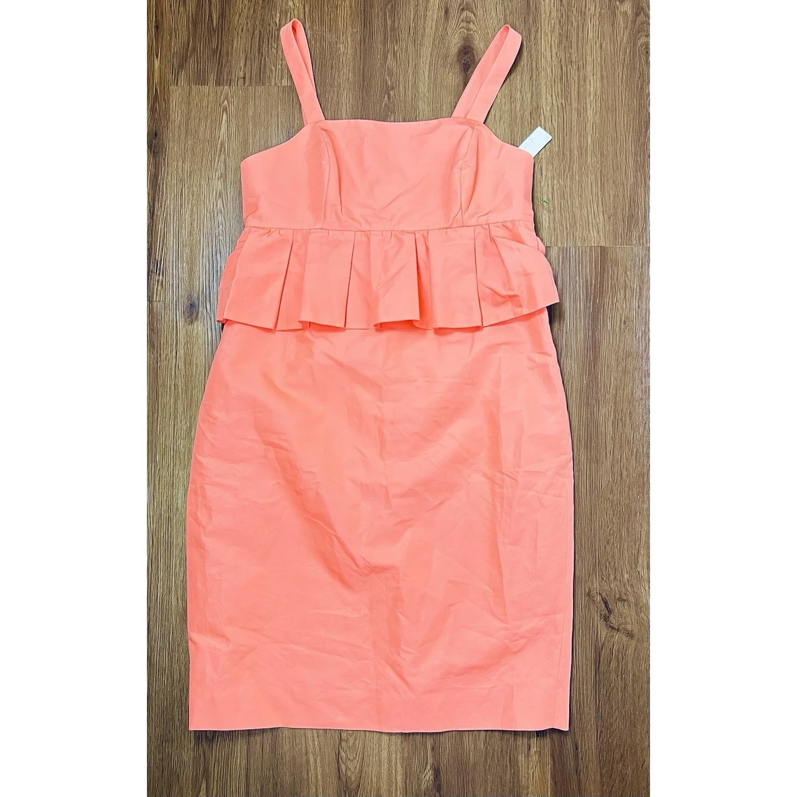 J. Crew 8 Peplum Sheath Dress Classic Faille Silk/ Cotton Blend Peach Color Orange - Image 5
