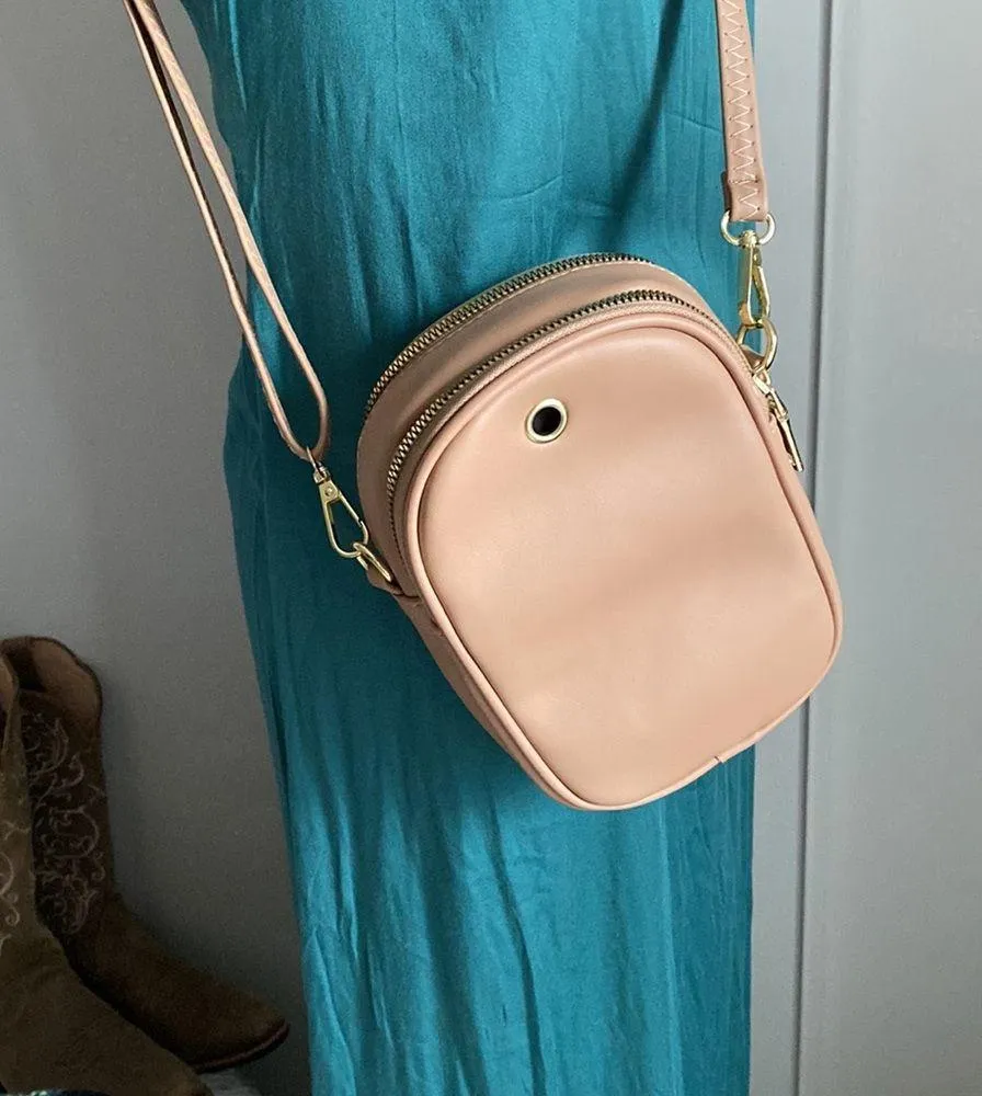 Alyssa Piju Compact Colorblock Crossbody Bag Purse Cell Phone Wallet Tan - Image 4