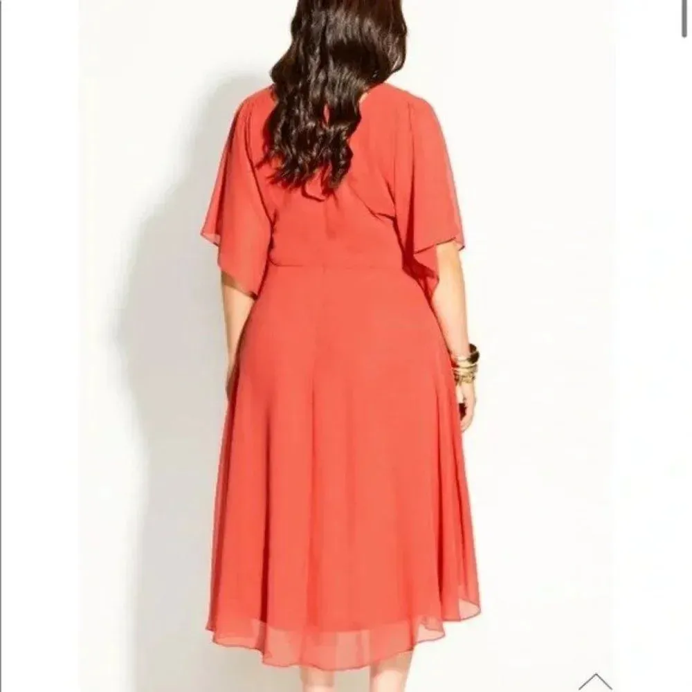 CITY CHIC Adore Dress in Fruit Punch Chiffon Flutter Sleeves Size 22 - Image 2