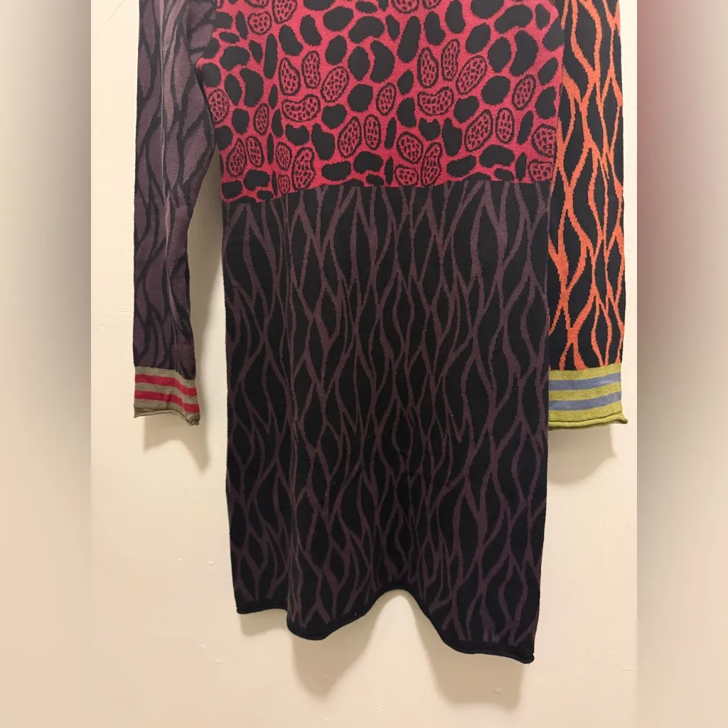 GUDRUN SJODEN Long Sleeve Knitted Patterned Dress Red Size M - Image 3