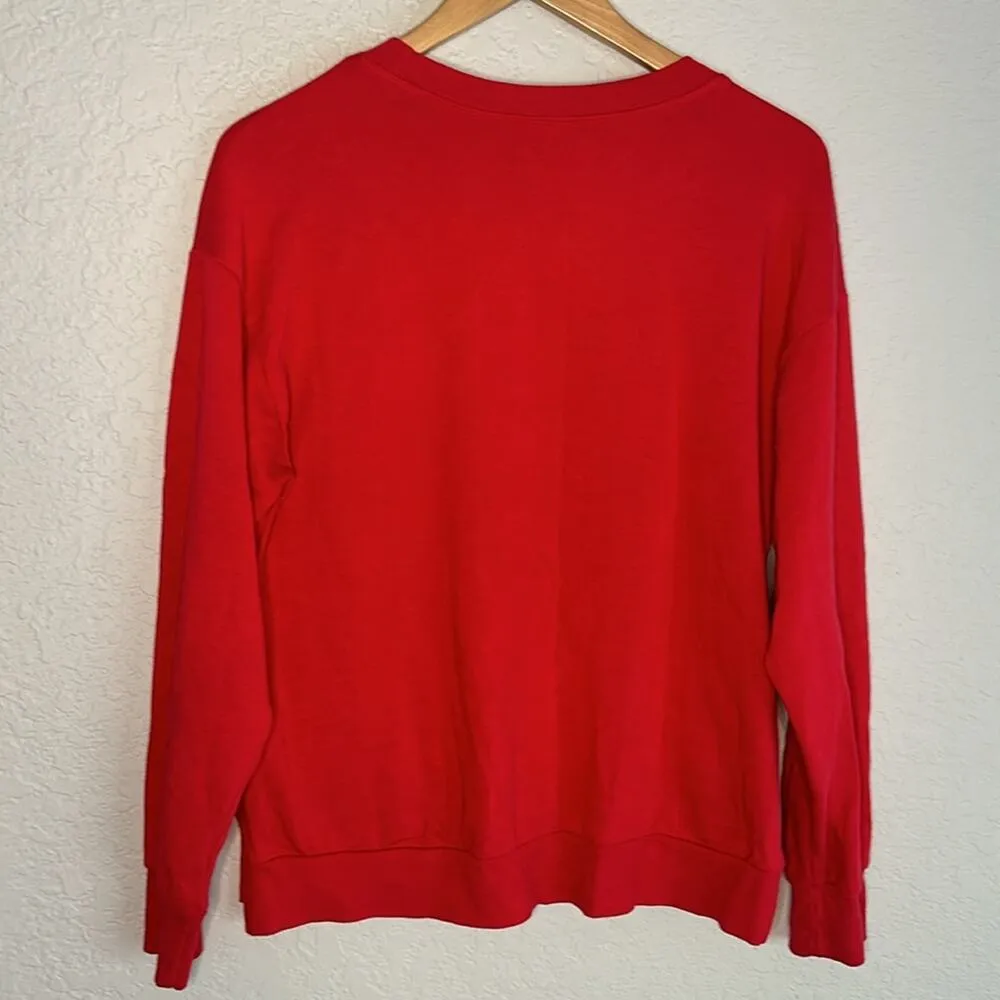 Mickey Mouse Disney Sweatshirt Retro Long Sleeve Red Colorful Medium Split Sides - Image 7