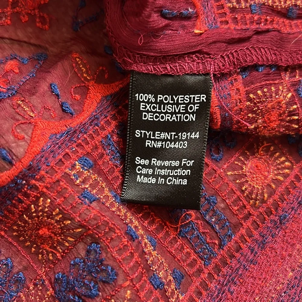 Altar’d State Embroidered Aztec Sheer Peplum Top  Size Small - Image 6