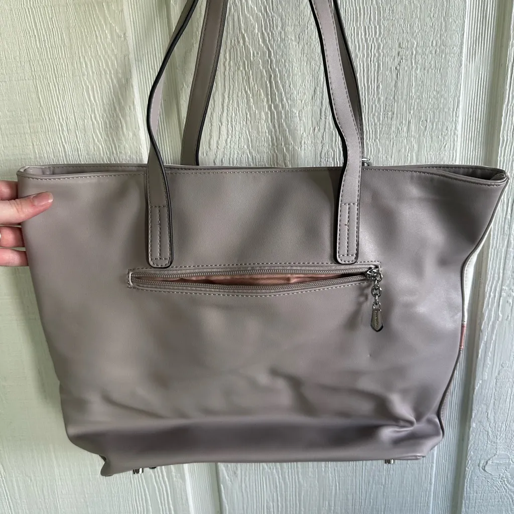 Pomelo Best Elegant Grey, White and Pink Purse Tote Bag Office Work Everyday - Image 6