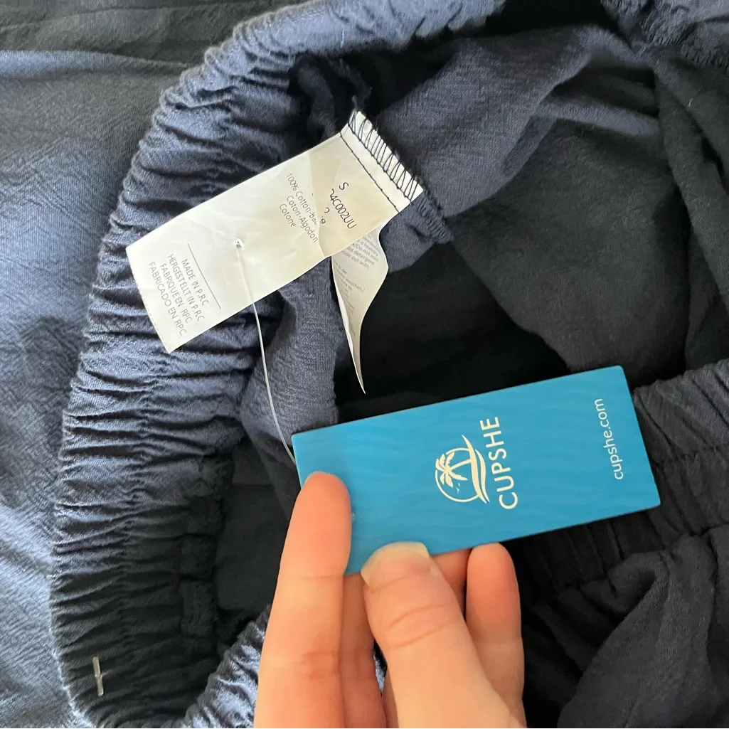 NWT Cupshe Deep Blue Textured Pants - Image 5