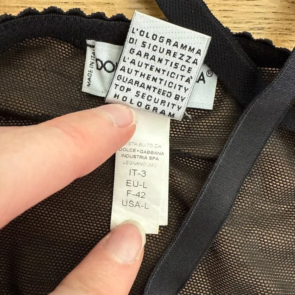 Dolce & Gabanna - Sheer Mesh and Lace Camisole in Black & Pink - Image 4