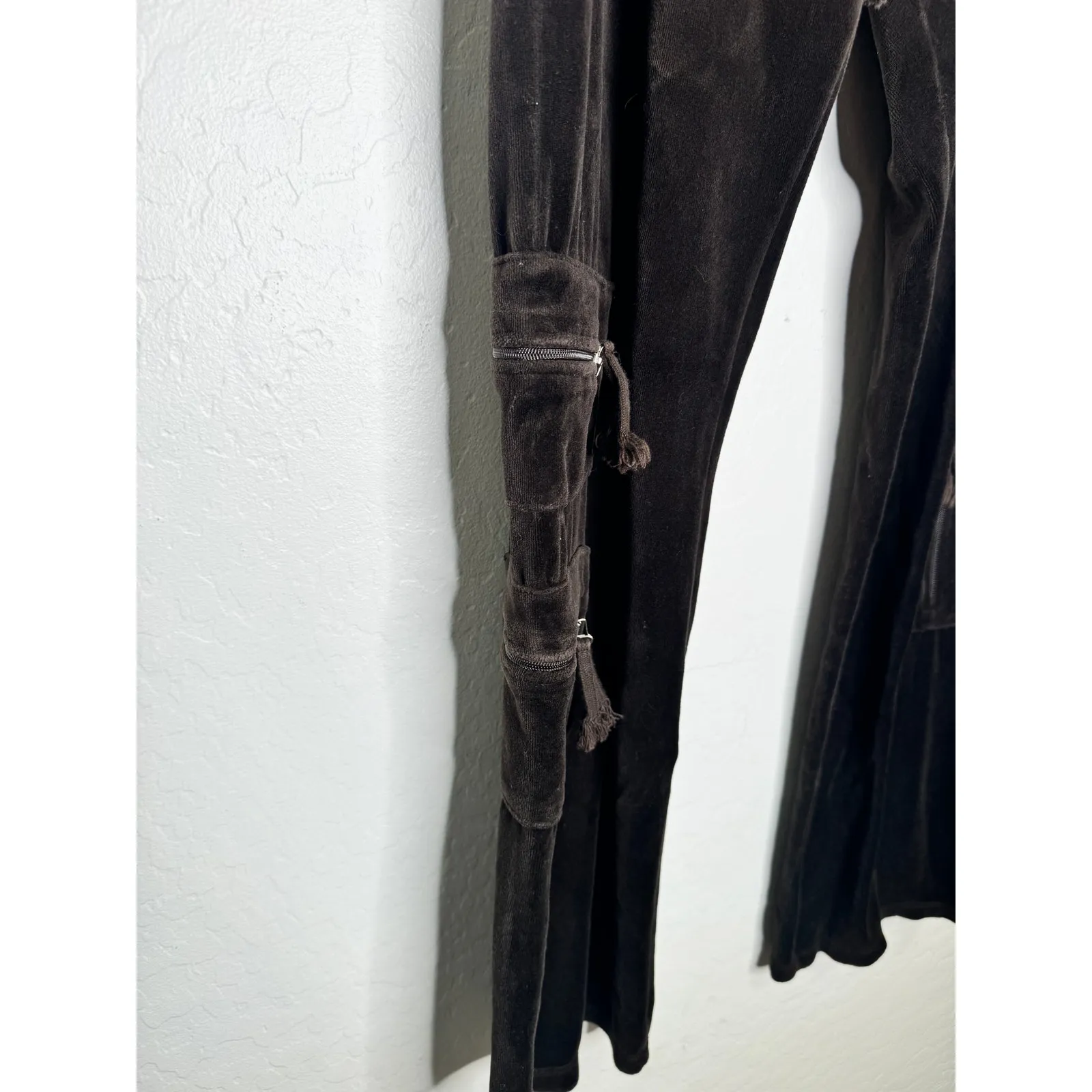 Juicy Couture Vintage Womens Brown Cargo Velour Joggers Size Large Flared Y2K - Image 4