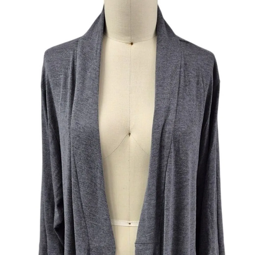Natori Shangri-La Robe Stretch Polyester Heather Gray Pockets Womens L - Image 3