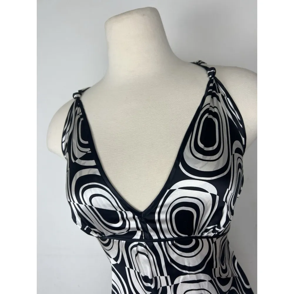 Arden B 90s Y2K 60s Mod Dress Op Art Geometric Silk Blend Racerback Mini Retro 4 - Image 3
