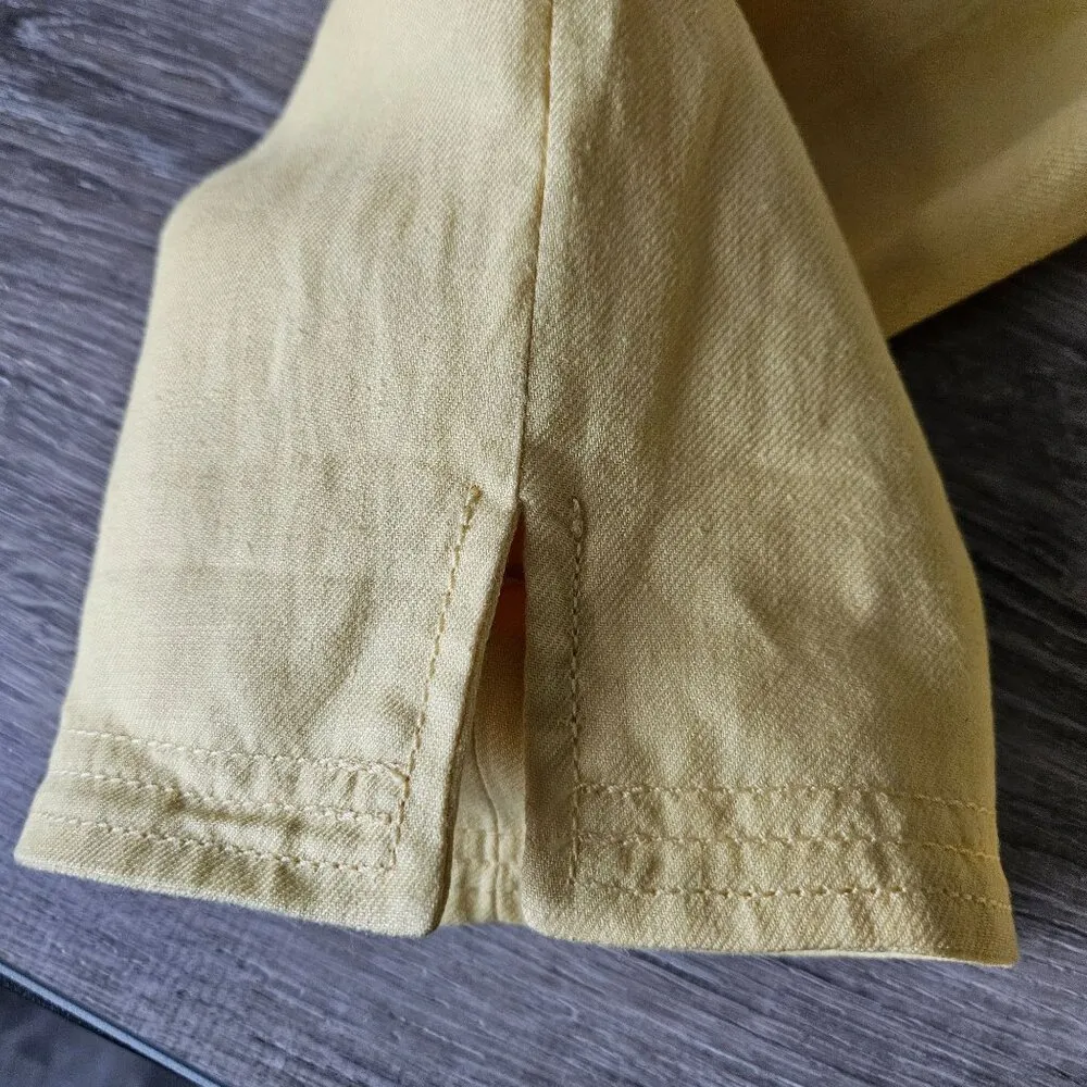 TALBOTS Linen Blazer Womens Size 16 Yellow Open Front Jacket Polyester Lining - Image 9