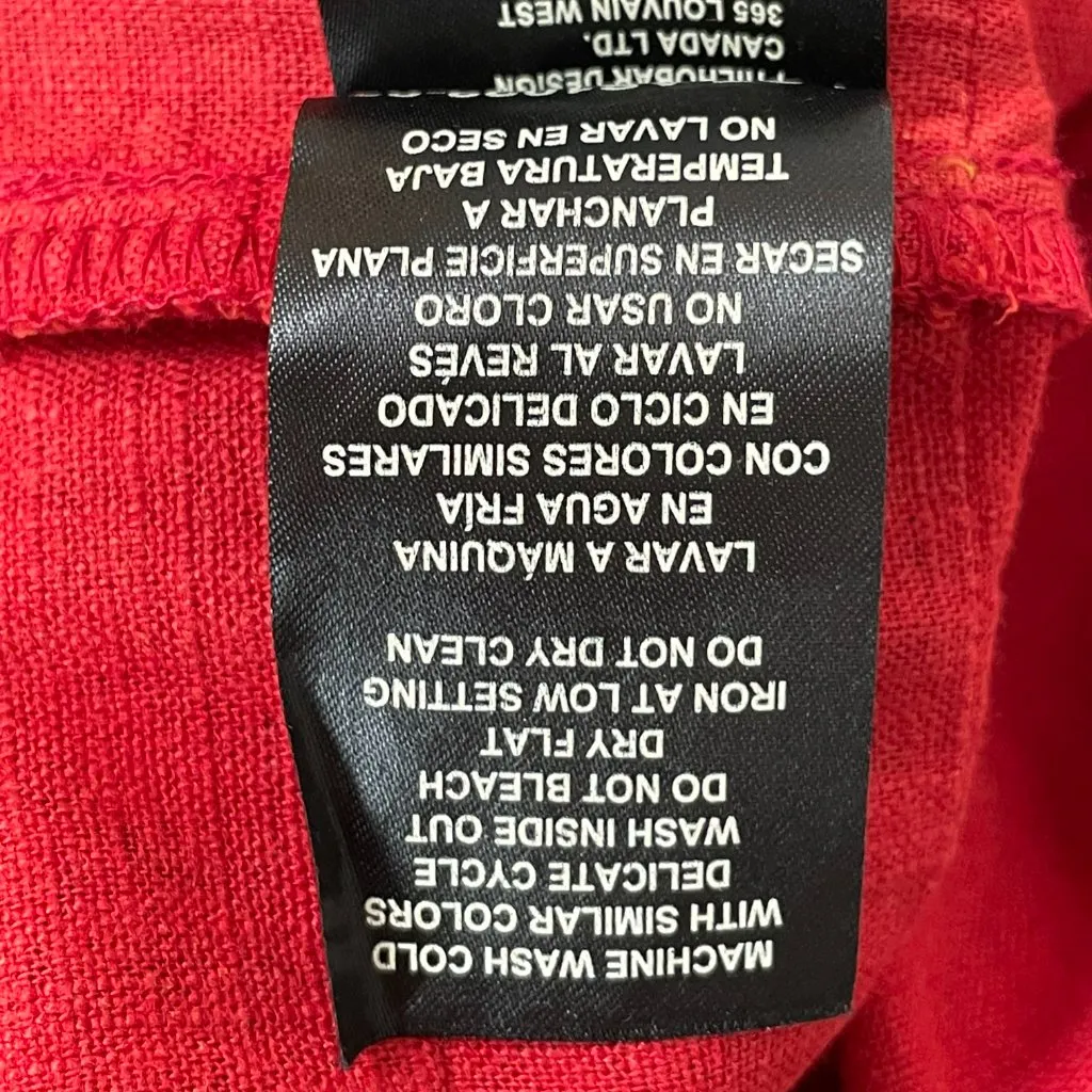 Nicole Miller Dress Linen Blend Short Sleeve Tropical Floral V-Neck Women Medium - Image 9