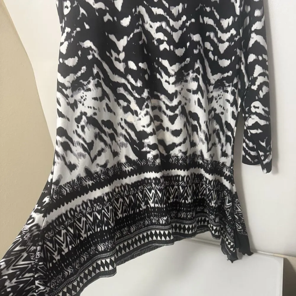 Investments Top Womens XL Animal Print Art To Wear Casual Asymmetrical Tunic - Image 4