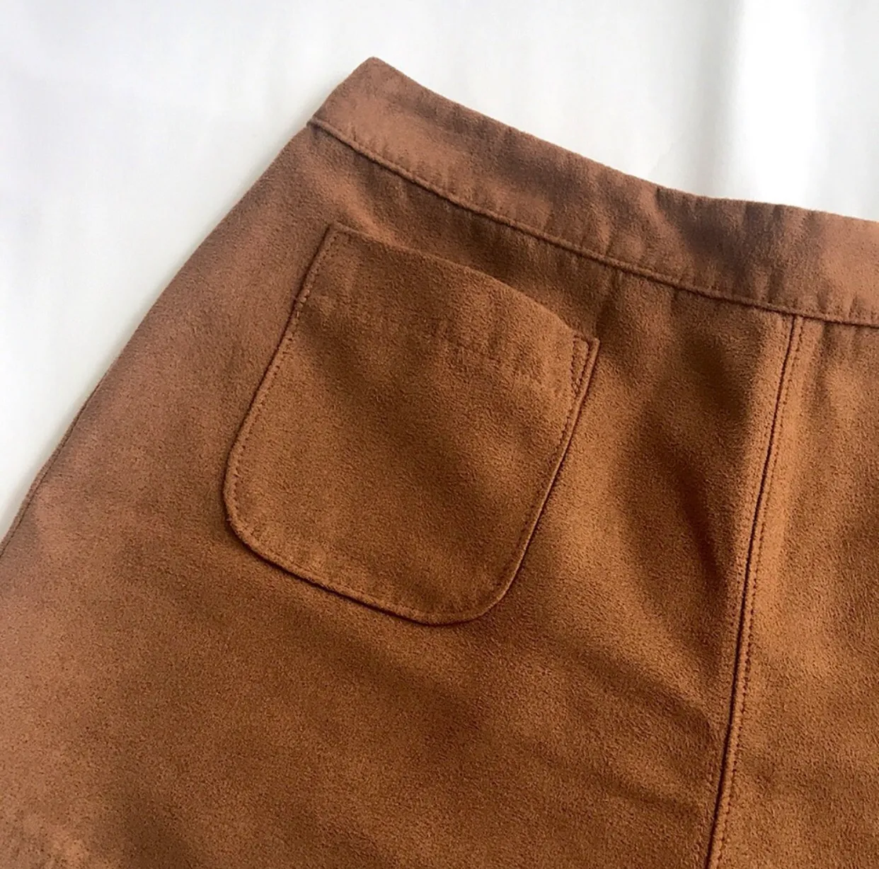 Brown Suede High-Rise Shorts - Image 5