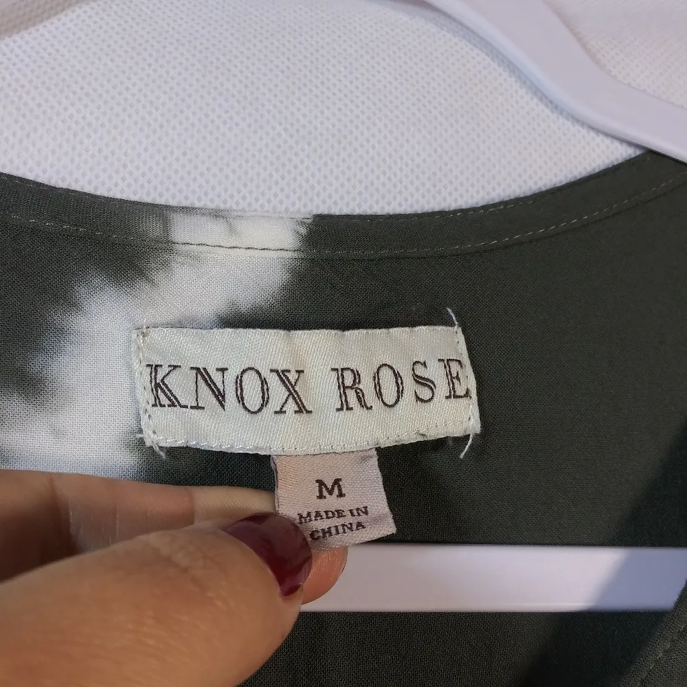 Knox Rose Green Tie Dye Embroidered Boho Over Sized Top Size M - Image 5