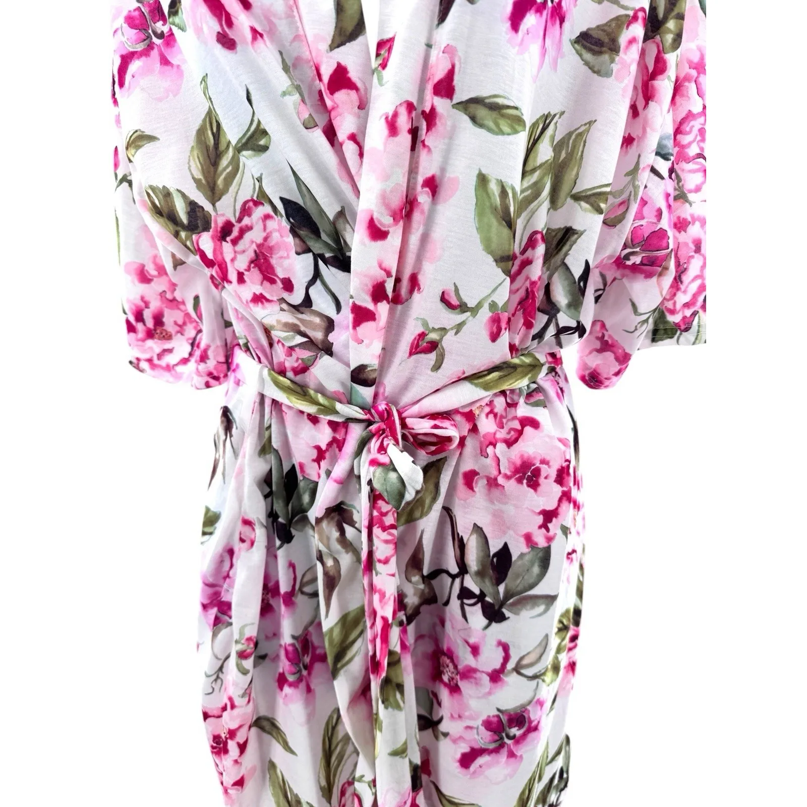 Show Me‎ Your Mumu Floral Robe OS Pink White Kimono Bathrobe Bridal Lounge - Image 4