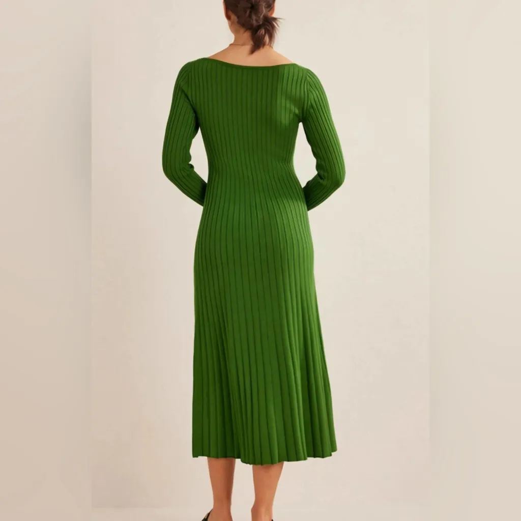 Boden Scoop Neck Knit Dress Green Size: 14L - Image 3