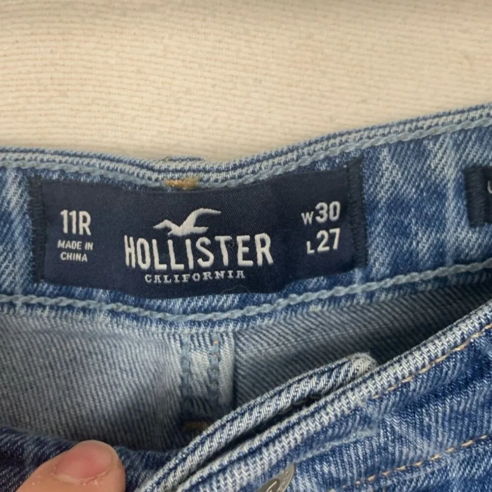Hollister women's 30 ultra high rise mom jean pin stripe denim casual 11 juniors - Image 2