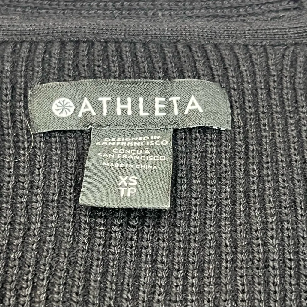 Athleta Women Black Hanover‎ Merino Wool Blend V-Neck Sweater Top Athletic SZ XS - Image 3