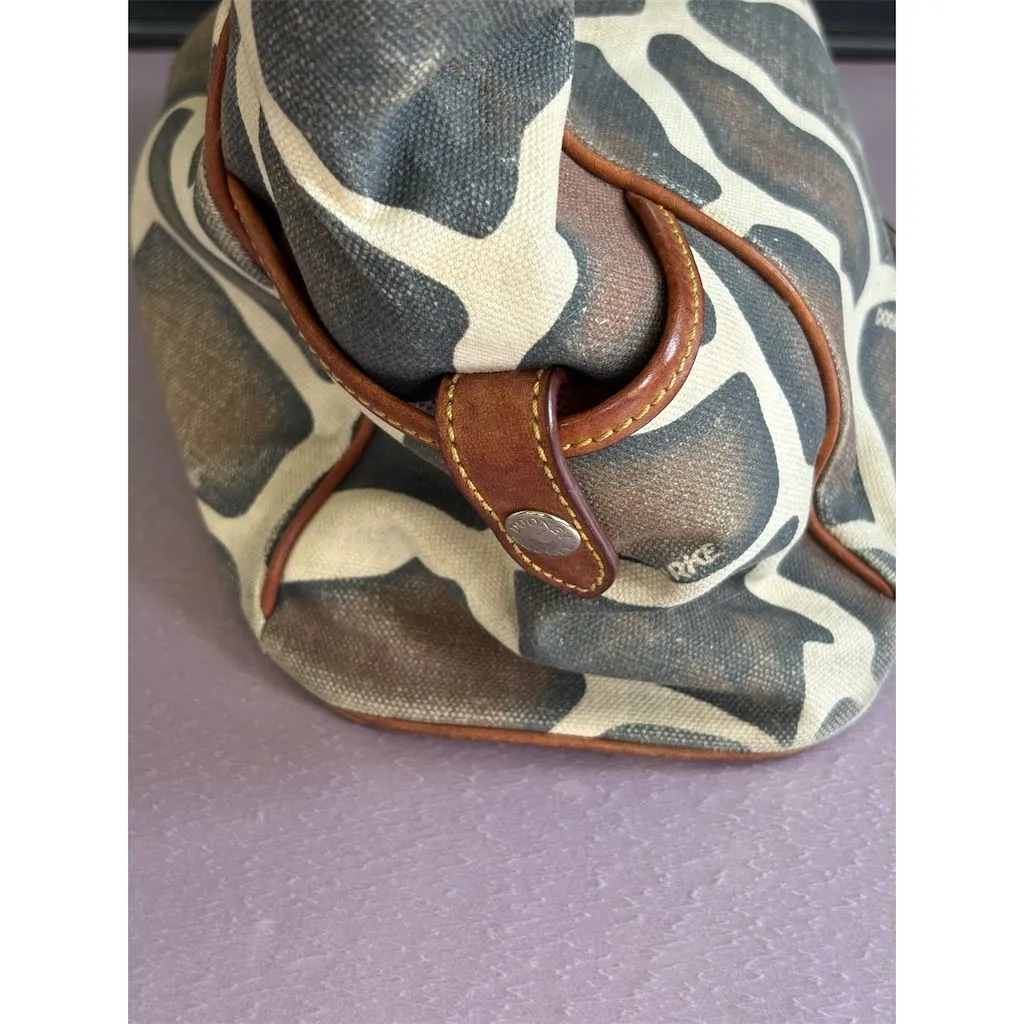 Dooney &‎ Bourke Vintage Giraffe Print Canvas Shoulder Bag Brown Women's - Image 5