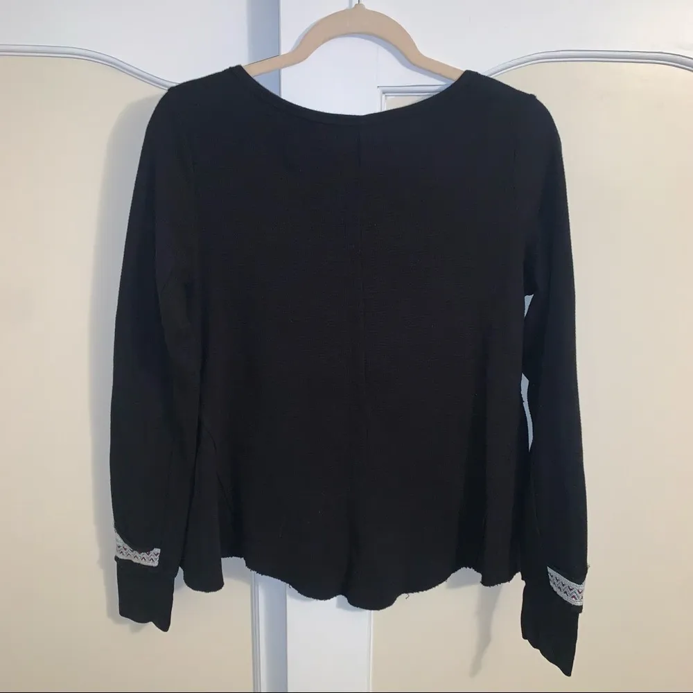 Shyanne Beautifully Embroidered Black 100% Cotton Raw Hem Thermal Shirt - Image 9