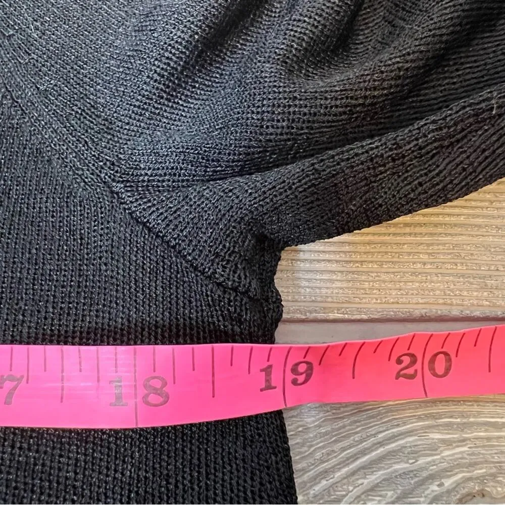 Eileen Fisher Black silver Rayon Nylon Crinkle Round Neck Tunic asymmetric sz XL - Image 7