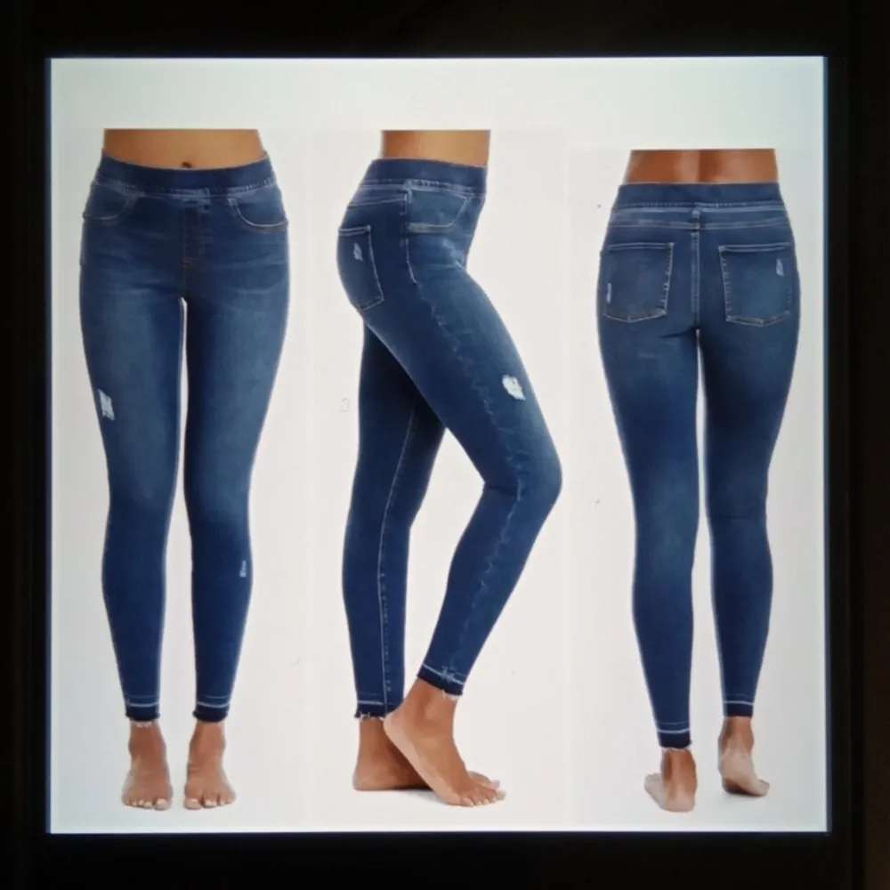 SPANX Womens Distressed Skinny Jeans Tummy Control Pull Over Size Large - Image 3