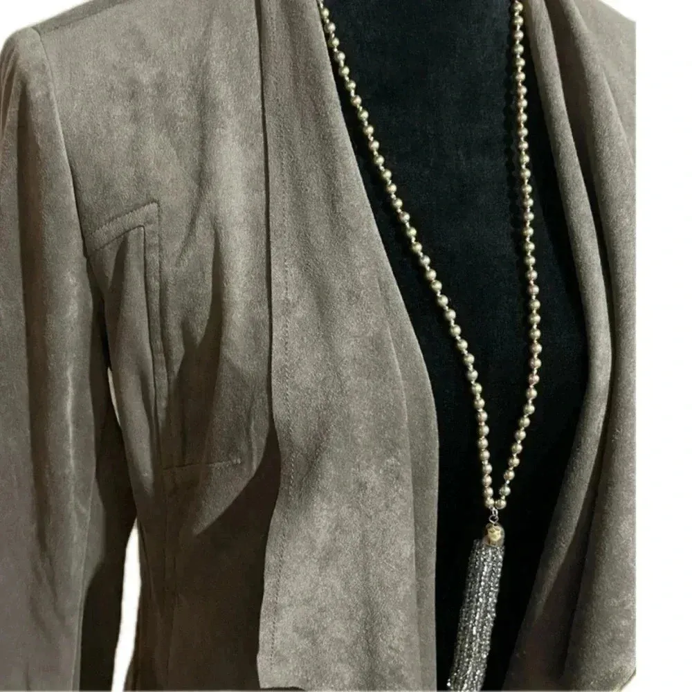 Kut from the Kloth Tayanita Faux Suede brown Jacket Drape Collar small - Image 5