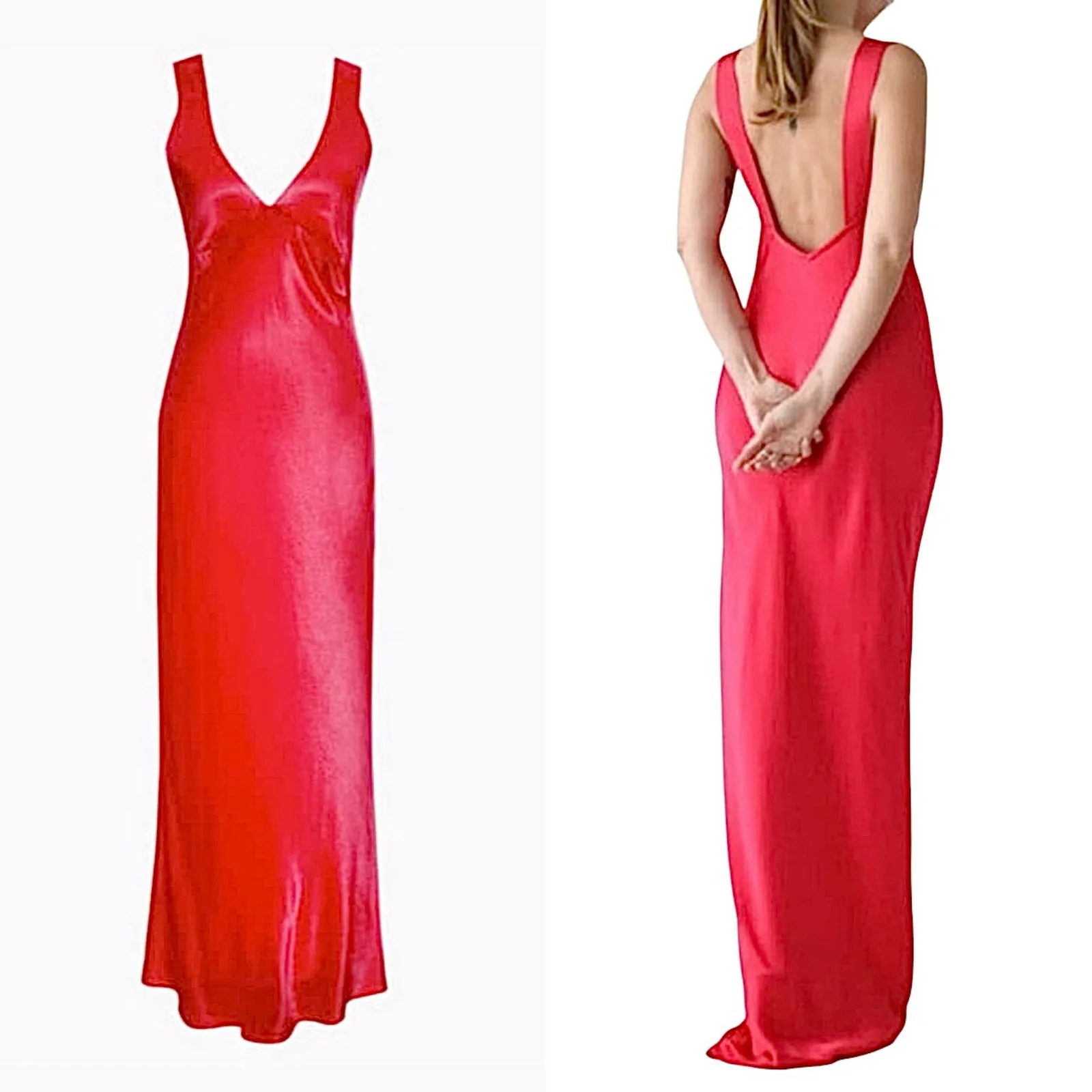 Rumored Sunset Strip Maxi‎ Dress Cranberry LARGE Slip Cranberry Red Sexy $128 - Image 2