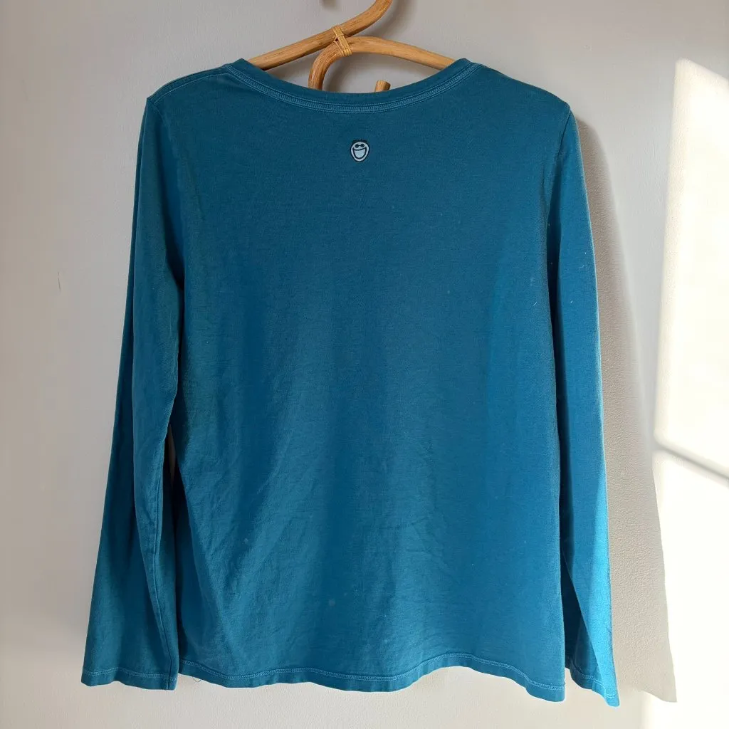 Life Is Good BeYouTiful Blue Long Sleeve V-Neck Classic Fit Women's Medium - Image 2