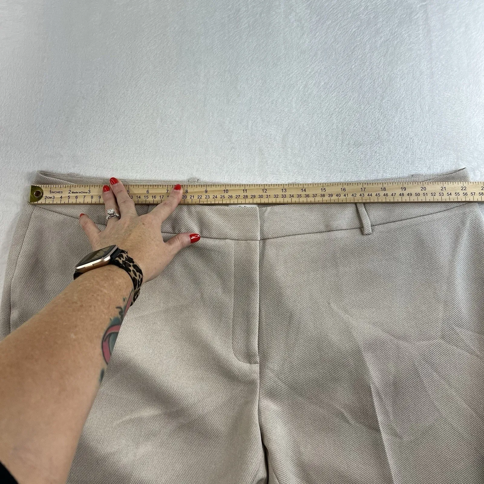 Calvin Klein Plus 18W Twill Slim Casual Trouser Pants Women’s Beige Career Work - Image 12