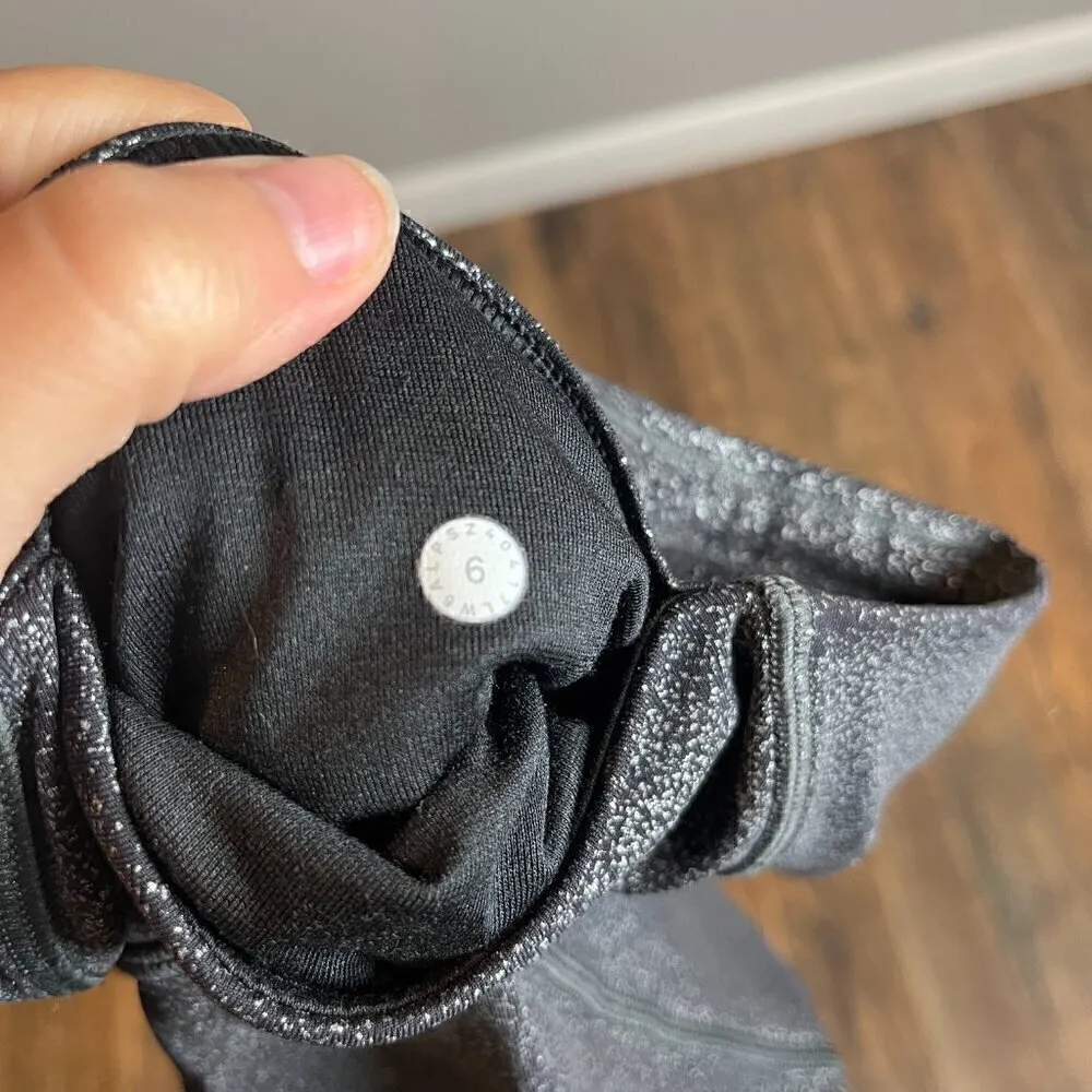 Lululemon Train Times Crop 17" Luminosity Foil Print Black Silver - Image 7