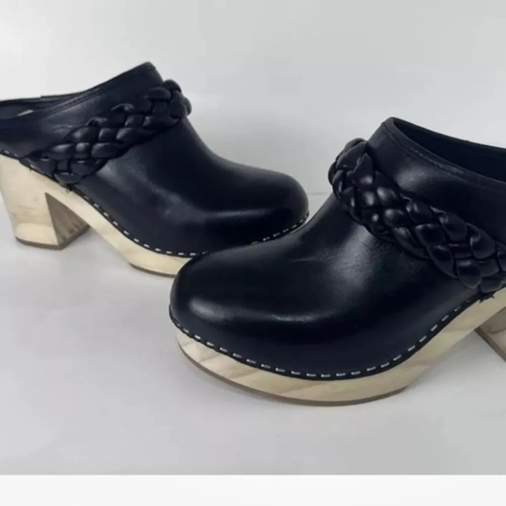 Dolce Vita Hila Braided Heel Saddle Leather Black Mule Clog, S84 - Image 13