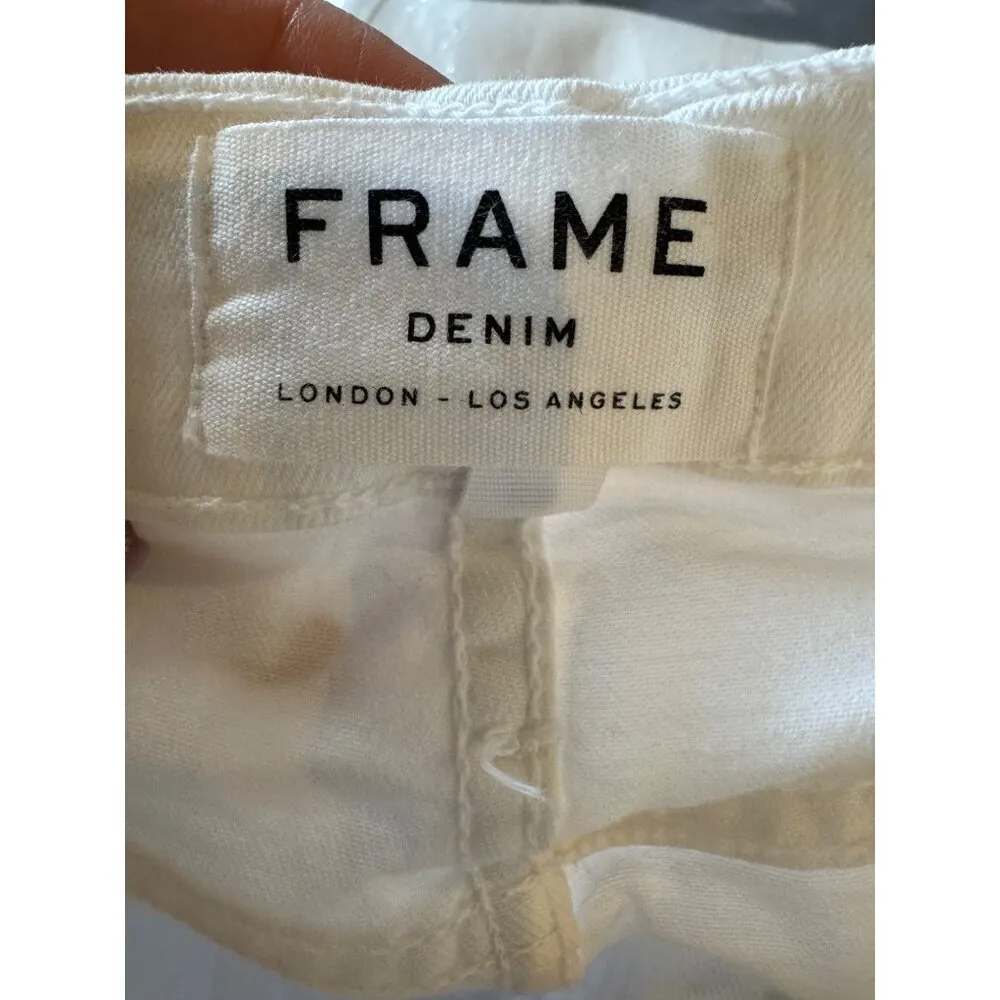 Frame Jeans Women 25 White Blanc Denim‎ Le High Skinny Chewed Ankle Hem - Image 9