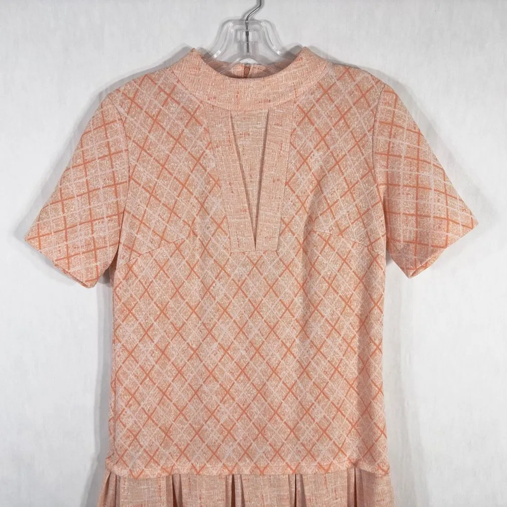 Vintage Lester Paul Dress 1960s Mid‎ Century Pleated Dallas Mini Sherbet 1011 Orange Size M - Image 3