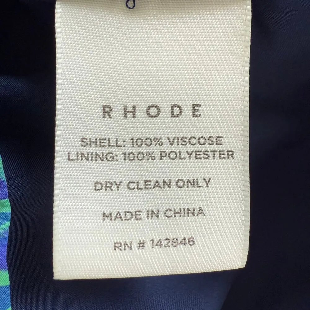 NWT Rhode Pia Mini Dress in Green and Blue‎ Electric Moire Print, Size 0 Blue - Image 16