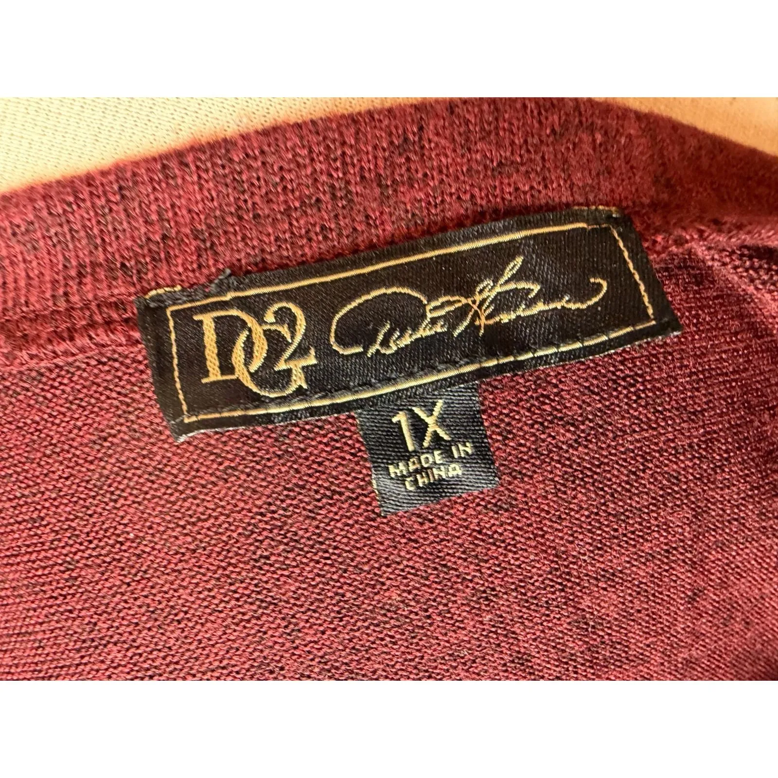 DG2 Diane Gilman Pullover tunic top shirt Plus size 1X Red Lace Pullover Blouse - Image 3