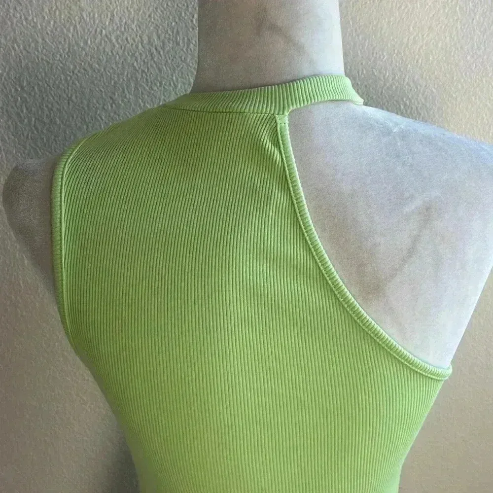 ZARA ASYMMETRIC GREEN RIBBED CROP TOP‎ BLOGGERS FAV SIZE SMALL - Image 9