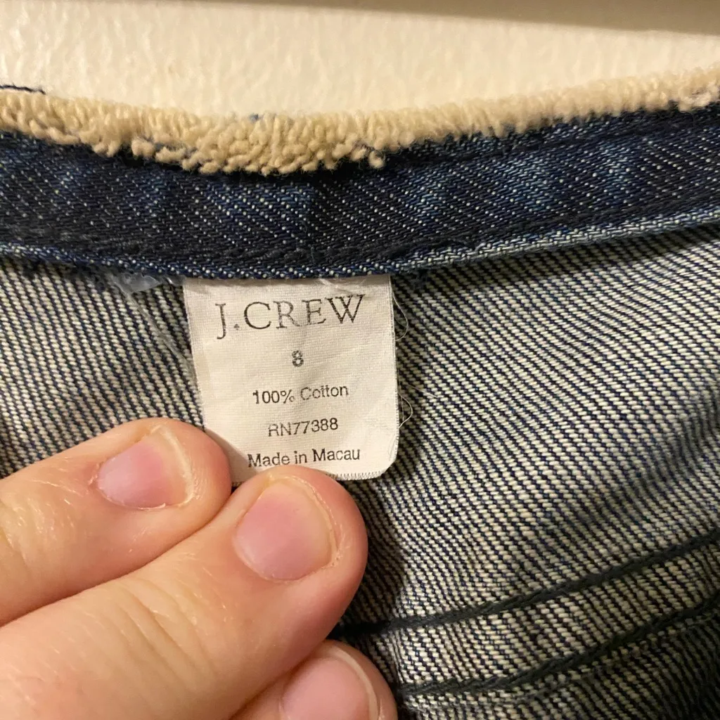 Womens J. Crew Denim Raw Hem‎ Jean Mini Skirt Medium Wash Size 8 - Image 3