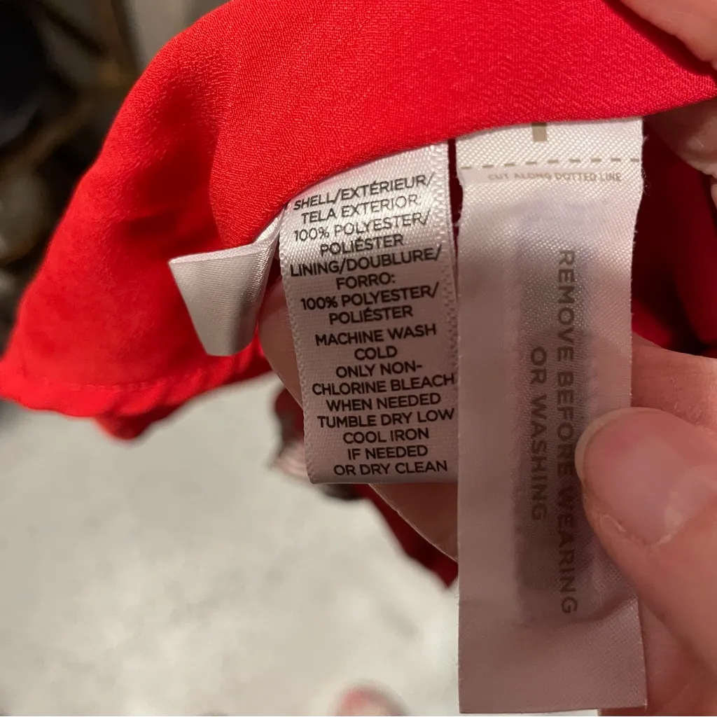 Cute Loft flirty red stripe tie cuff boho preppy dress flowy peek a boo ruffle - Image 5